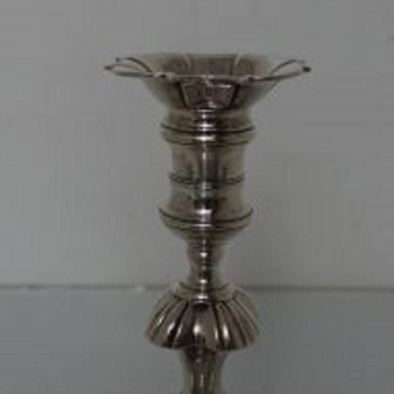 Sterling Silver George II Antique Pair of Candlesticks London 1754 John Quantock For Sale 1