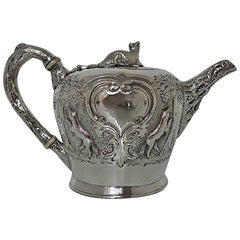Antique Victorian Sterling Silver Teapot, London 1865, William Mann