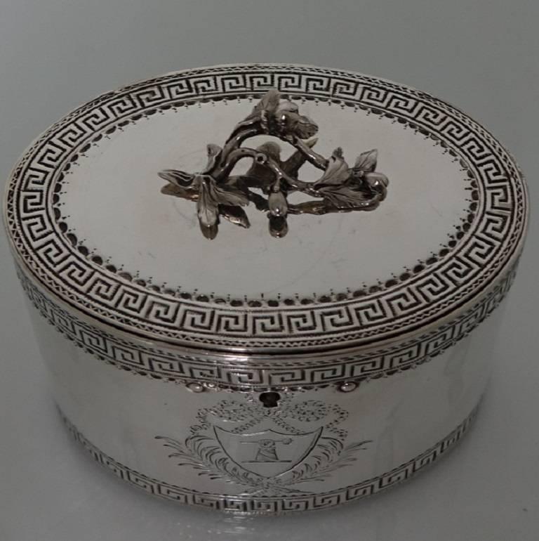British 18th Century George III Antique Sterling Silver Tea Caddy William Vincent