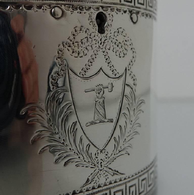 Late 18th Century 18th Century George III Antique Sterling Silver Tea Caddy William Vincent