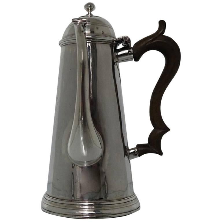 Antique Britannia Silver Queen Anne Side Handled Coffee Pot Francis Garthorne For Sale