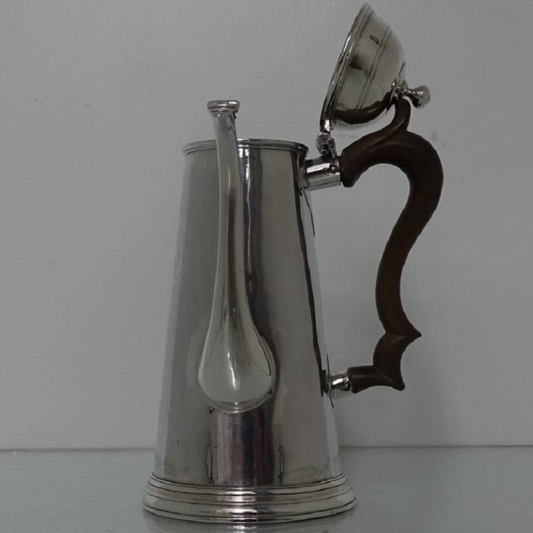 Early 18th Century Antique Britannia Silver Queen Anne Side Handled Coffee Pot Francis Garthorne For Sale