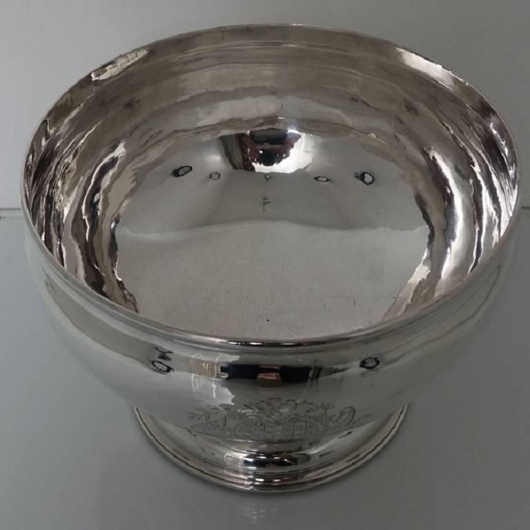 Antique Mid-18th Century Sterling Silver George II Large Punch Bowl 1