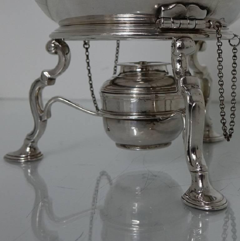 Mid-18th Century Antique Early 18th Century George II Sterling Silver Bullet Kettle Edward Pocock For Sale