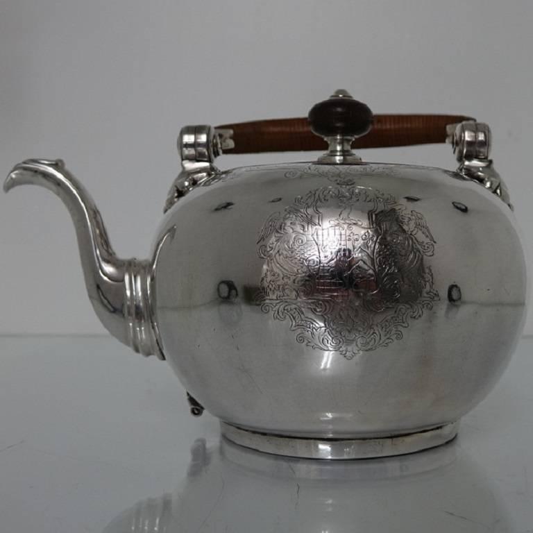 Antique Early 18th Century George II Sterling Silver Bullet Kettle Edward Pocock For Sale 4