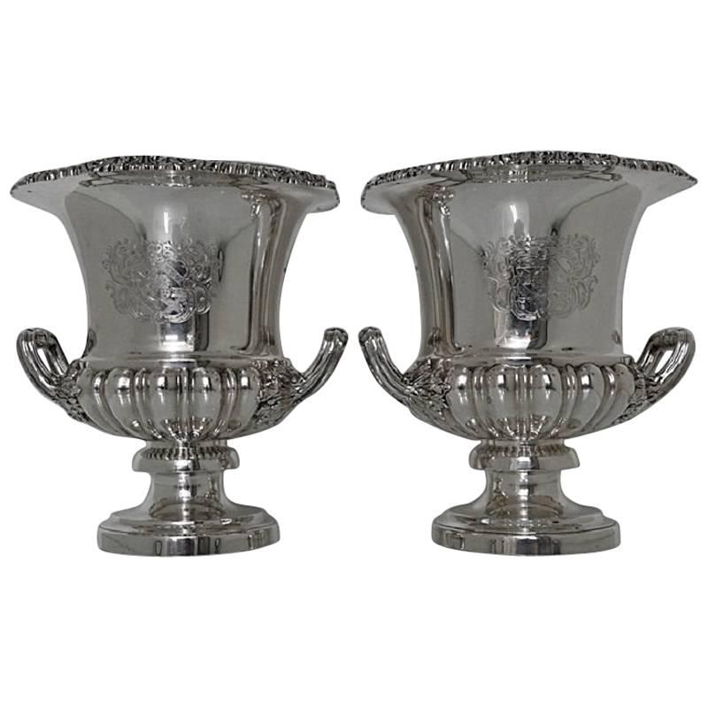 Antique Georgian Sterling Silver Pair of Wine Coolers Birmingham Matthew Boulton For Sale