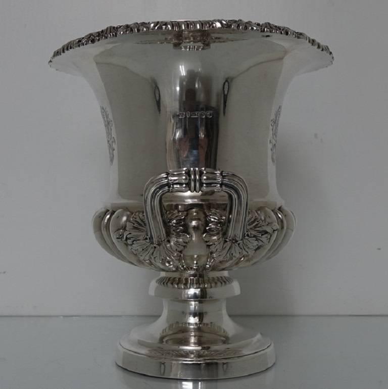 British Antique Georgian Sterling Silver Pair of Wine Coolers Birmingham Matthew Boulton For Sale