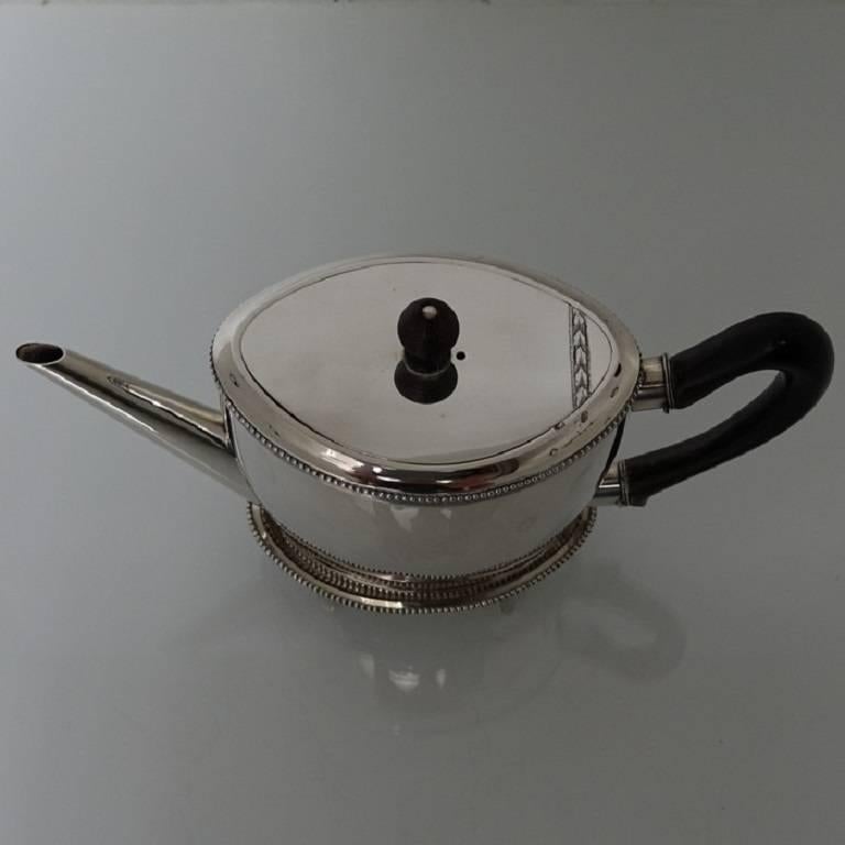Dutch Antique Silver Teapot on Stand, Amsterdam, 1805 Willem Diemont For Sale