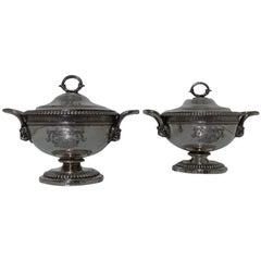 Pair of Antique George III Sterling Silver Sauce Tureens, London