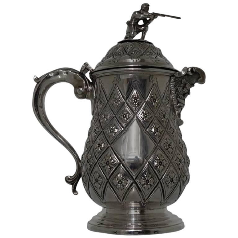 19th Century Antique Silver Plated Victorian Flagon, circa 1865 For Sale