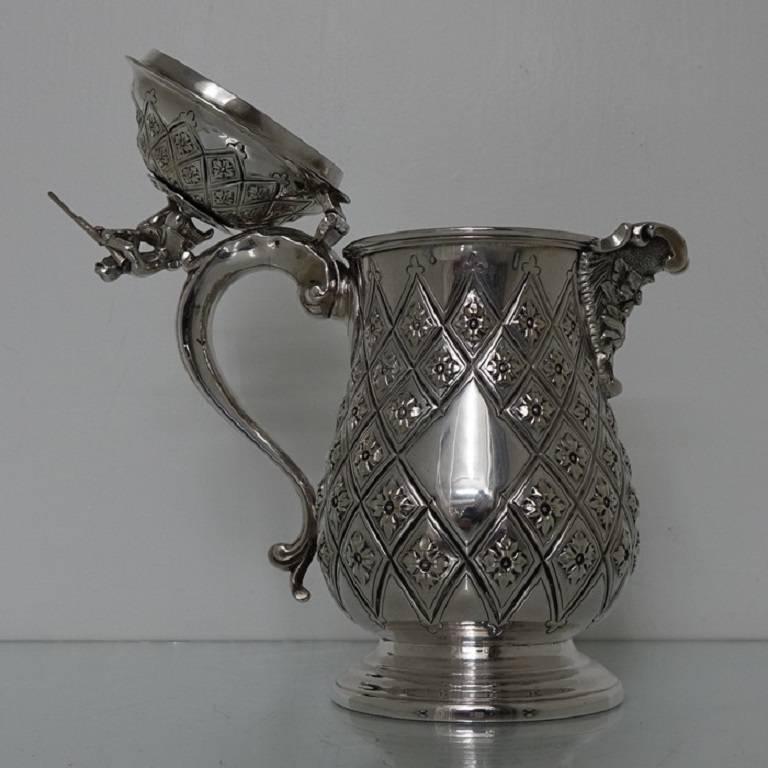 19th Century Antique Silver Plated Victorian Flagon, circa 1865 For Sale 1