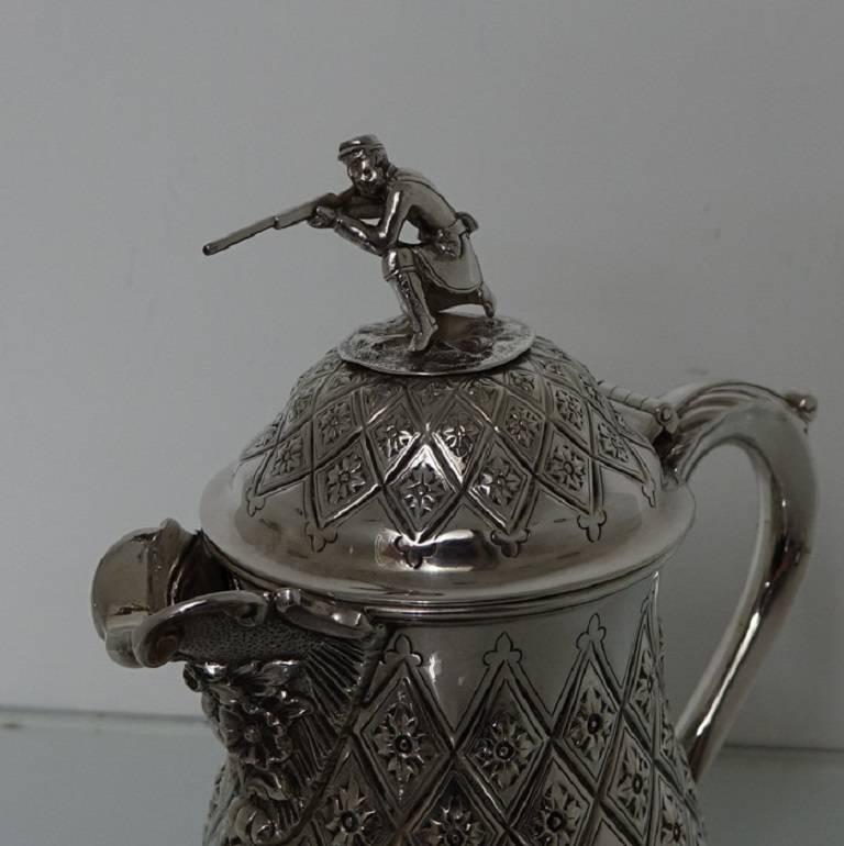 19th Century Antique Silver Plated Victorian Flagon, circa 1865 For Sale 3