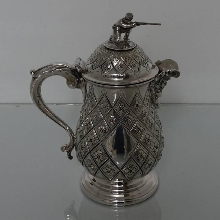 19th Century Antique Silver Plated Victorian Flagon, circa 1865 For Sale 5