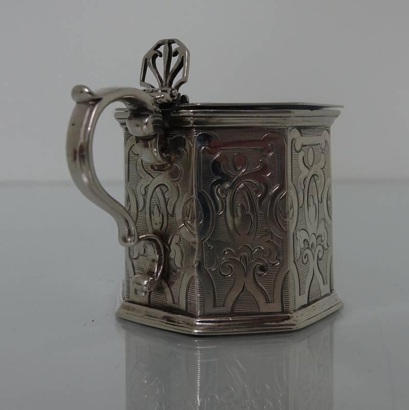 19th Century Sterling Silver Victorian Mustard Pot, London, 1843 Barnard Family For Sale