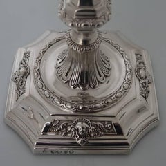 Pair of Victorian Silver Sterling Candlesticks, London, 1868 Robert Garrard