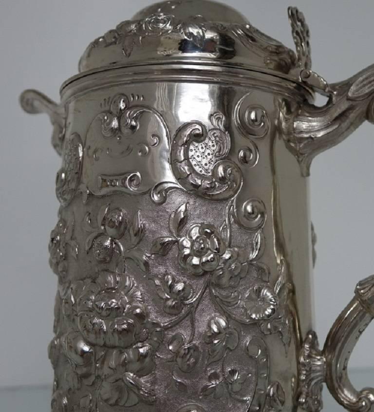 Large Antique Victorian 19th Century Silver Flagon, London, 1863 Robert Hennell 5
