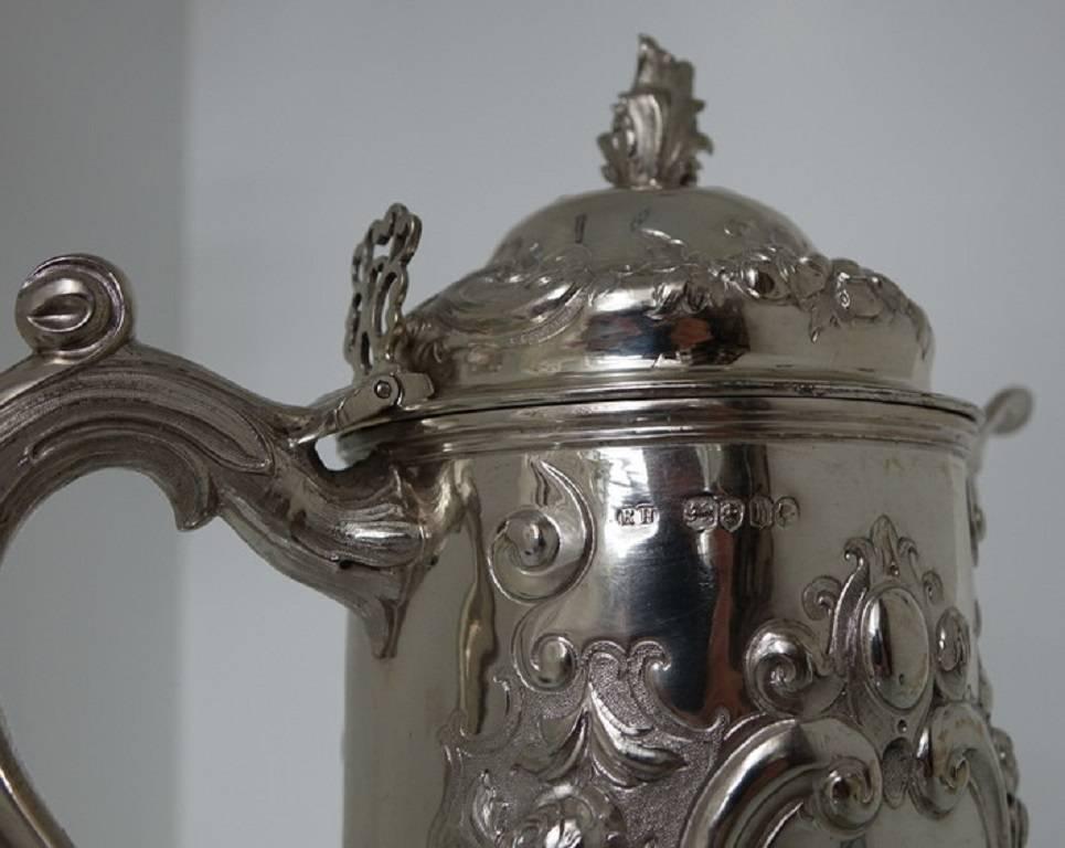 Large Antique Victorian 19th Century Silver Flagon, London, 1863 Robert Hennell 6
