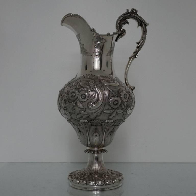 19th Century Large American Antique Silver Pitcher Made in Philadelphia by R & W Wilson For Sale
