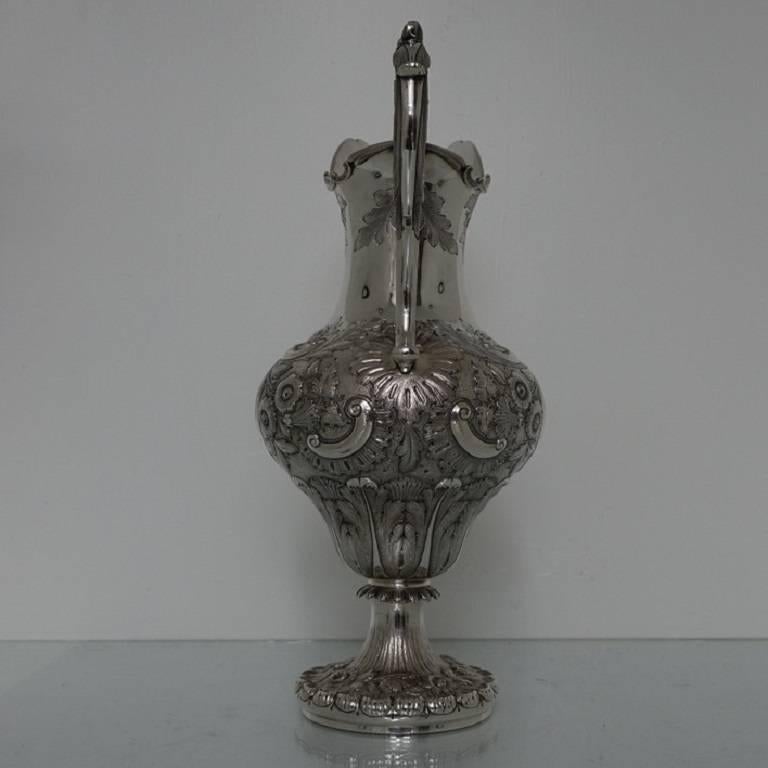 Large American Antique Silver Pitcher Made in Philadelphia by R & W Wilson For Sale 1