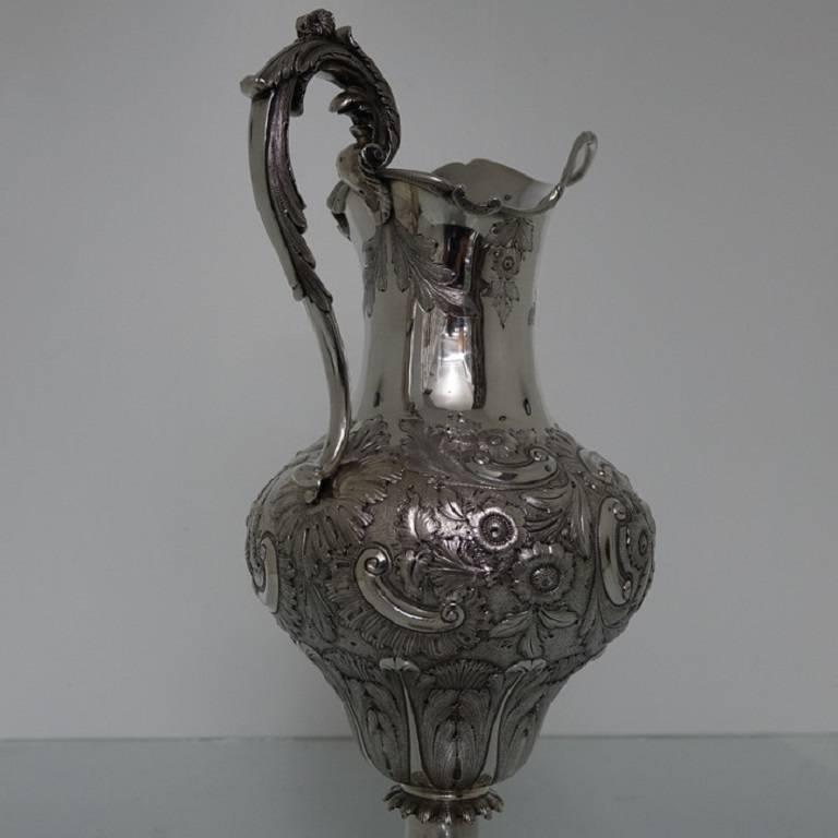 Large American Antique Silver Pitcher Made in Philadelphia by R & W Wilson For Sale 3