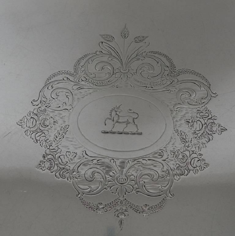 Sterling Silver Georgian Tray Made in London, 1802 by Solomon Hougham For Sale 2