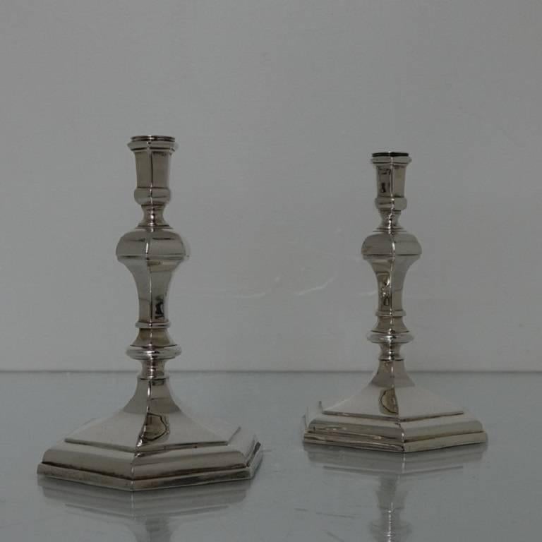 A very good quality pair of plain formed cast octagonal taper-sticks. The taper-sticks are made from a very high gauge of silver.