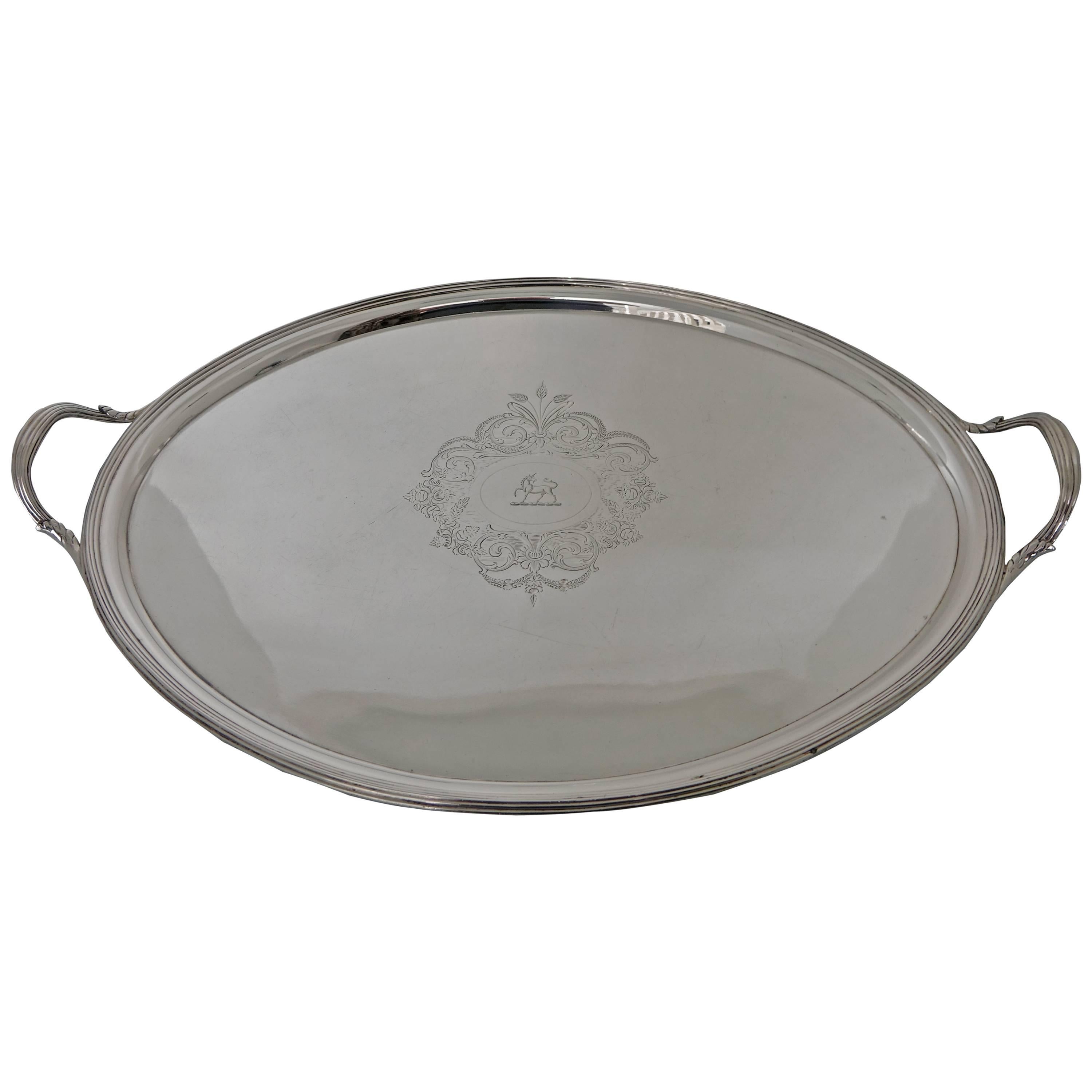 George III 19th Century Silver Tea Tray London, 1800, Solomon Hougham For Sale