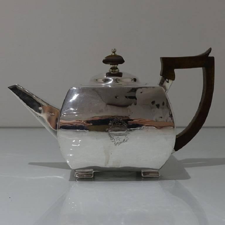 Antique George III Sterling Silver Teapot London 1802 John Robins For Sale 2