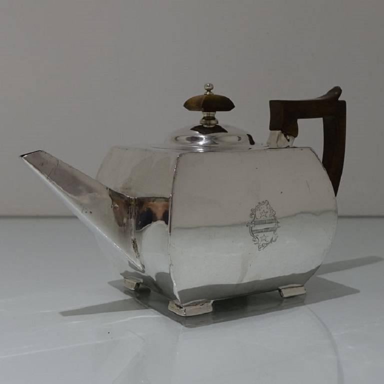 Antique George III Sterling Silver Teapot London 1802 John Robins For Sale 4