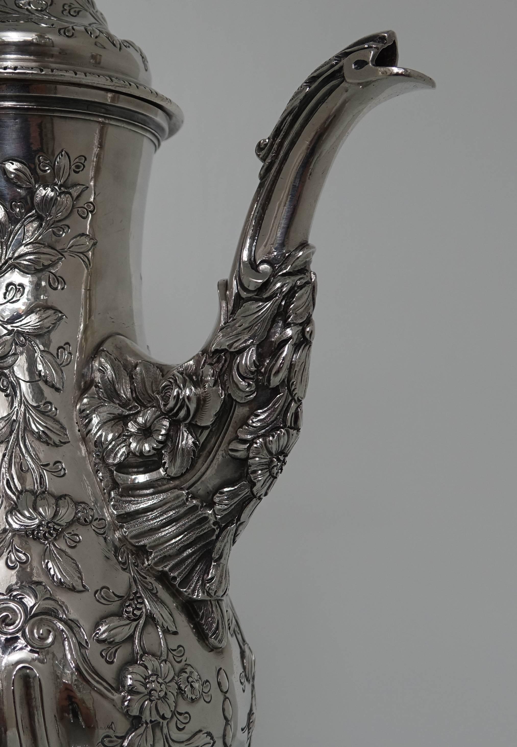 Hand-Crafted Georgian Silver 18th Century Rococo Coffee Pot London 1769 Charles Wright
