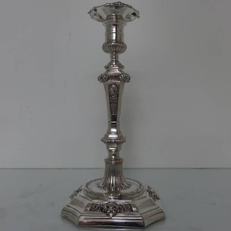 Pair of Victorian Silver Sterling Candlesticks, London, 1868, Robert Garrard For Sale 1
