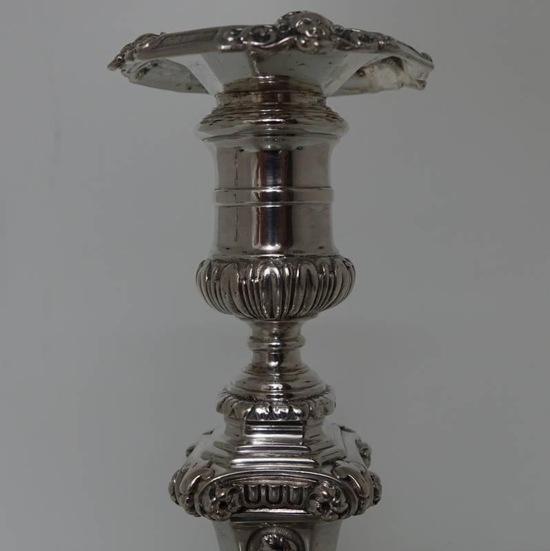 Pair of Victorian Silver Sterling Candlesticks, London, 1868, Robert Garrard For Sale 3