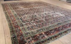 Blue Floral Antique Yazd Rug