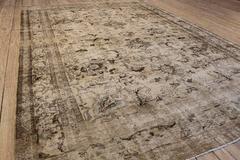 Cream & Blue Antique Tabriz Rug