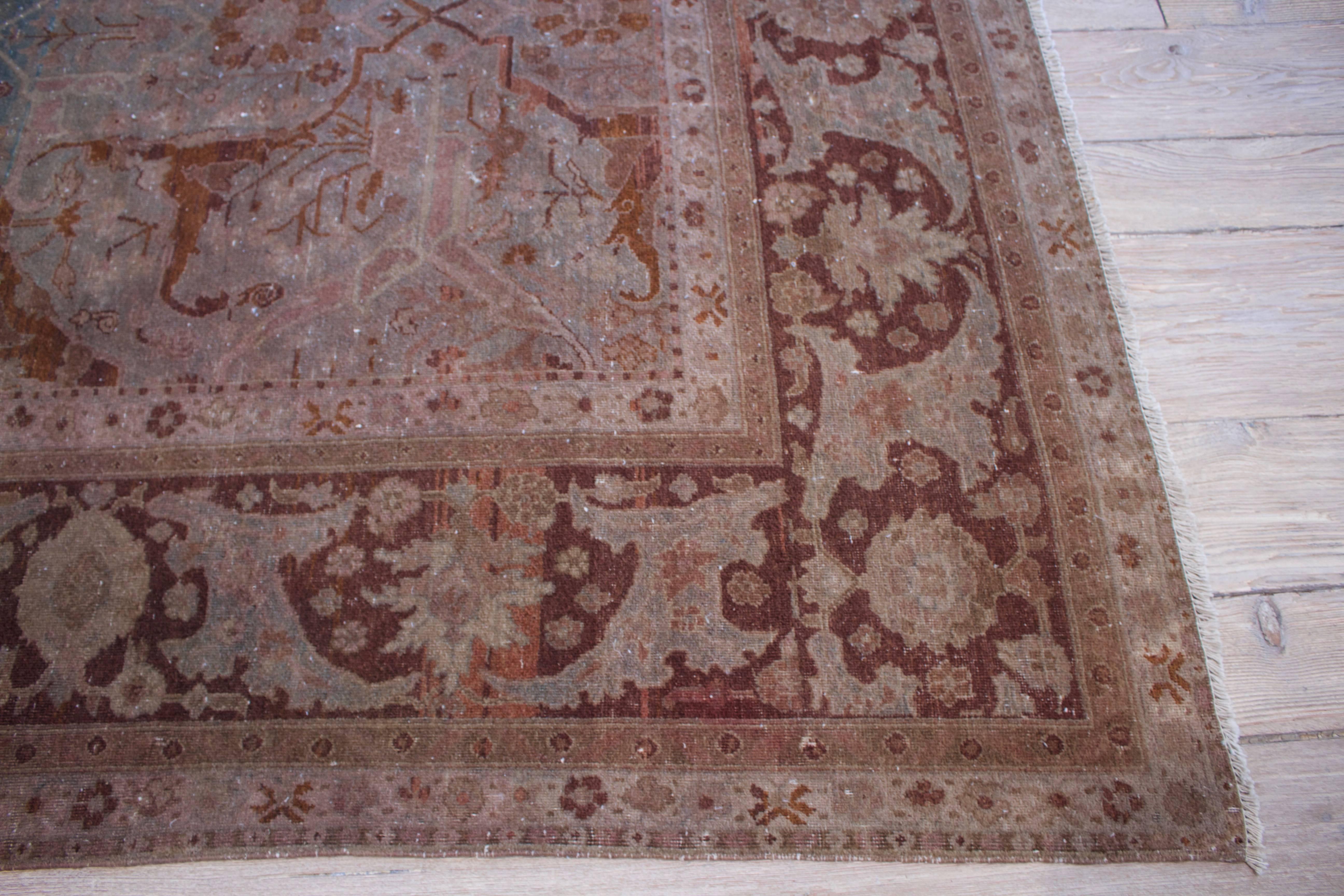 Hand-Knotted 20th Century Antique Agra Rug For Sale