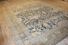 Blue and Ivory Antique Persian Tabriz Rug