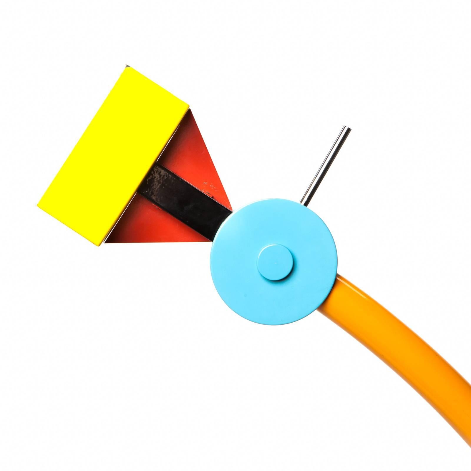 Enameled steel Memphis Milano floor lamp designed by Ettore Sottsass.