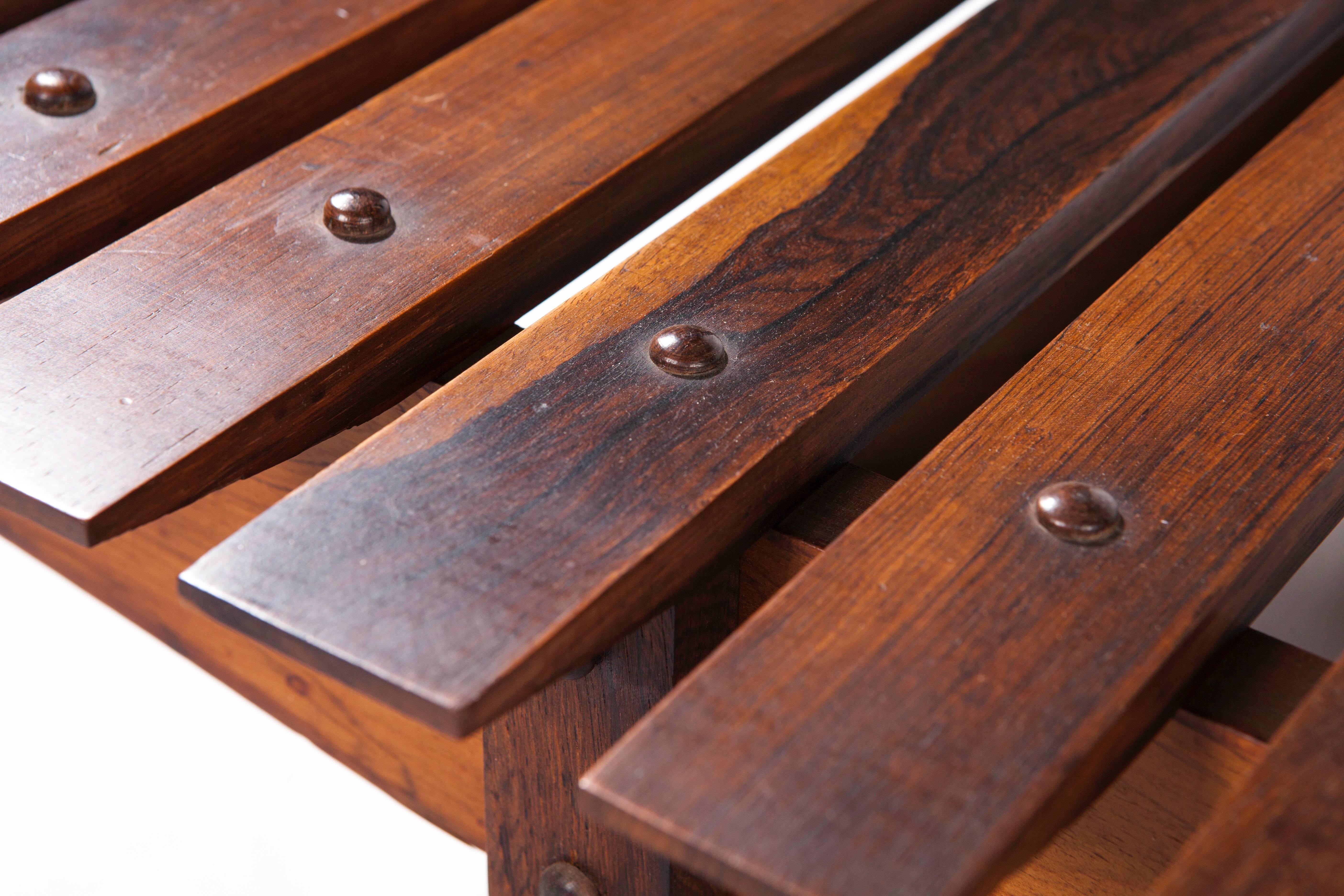 Mid-Century Modern rosewood (jacaranda) bench designed by Sergio Rodrigues.