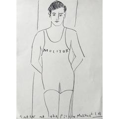 'Bather at the Piscine Molitor' Original Artwork