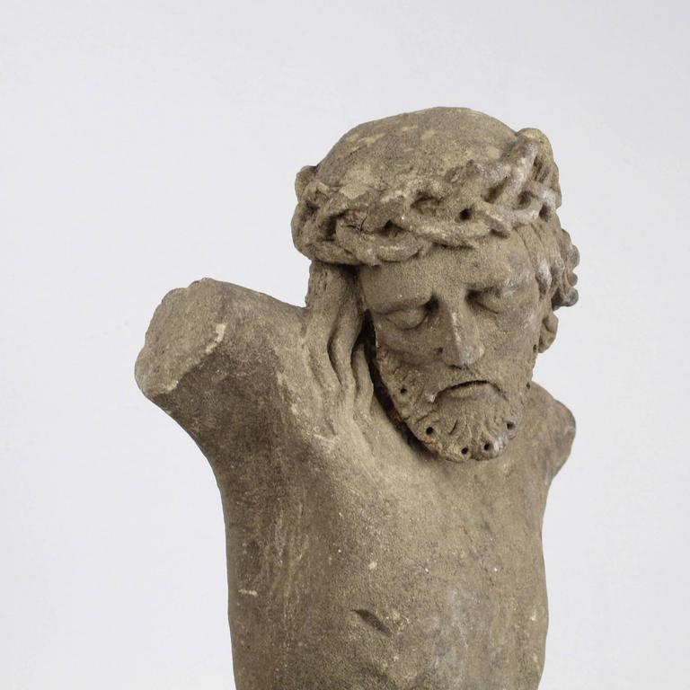 Antique Medieval Style Limestone Carving or Sculpture of Christ for a