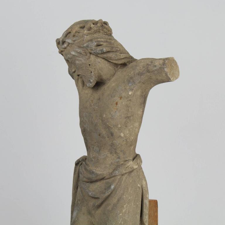 Antique Medieval Style Limestone Carving or Sculpture of Christ for a