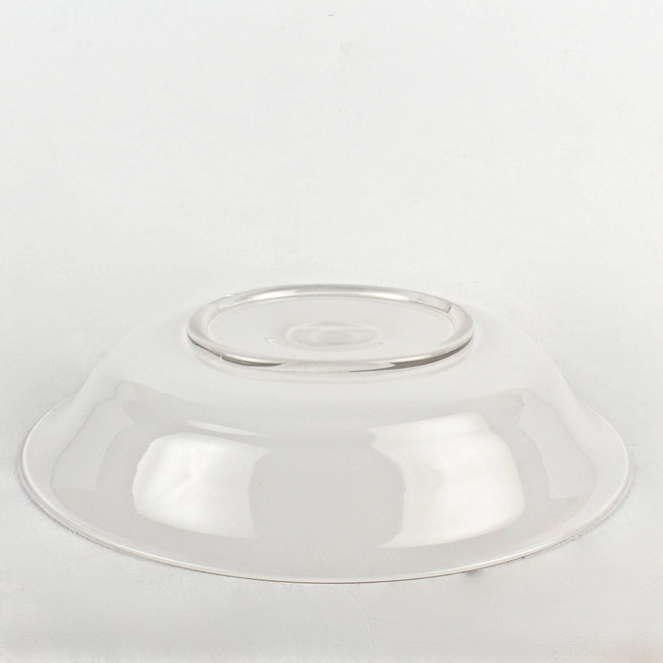 20ième siècle Bol en verre blanc Opalini de Venini en vente