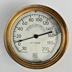 Pair of Steampunk Brass Industrial Architectural Pressure Gauges
