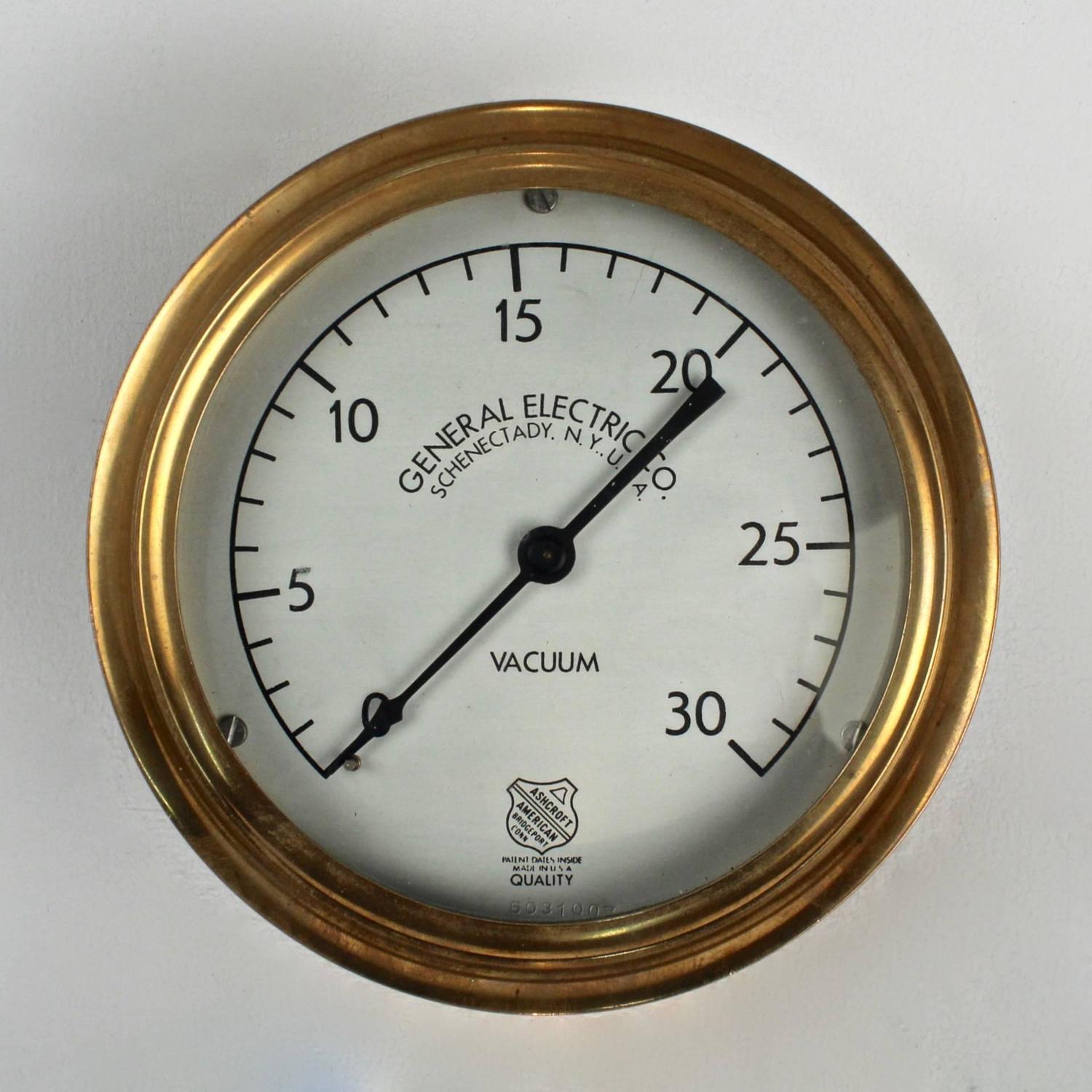 Pair of Steampunk Brass Industrial Architectural Pressure Gauges For