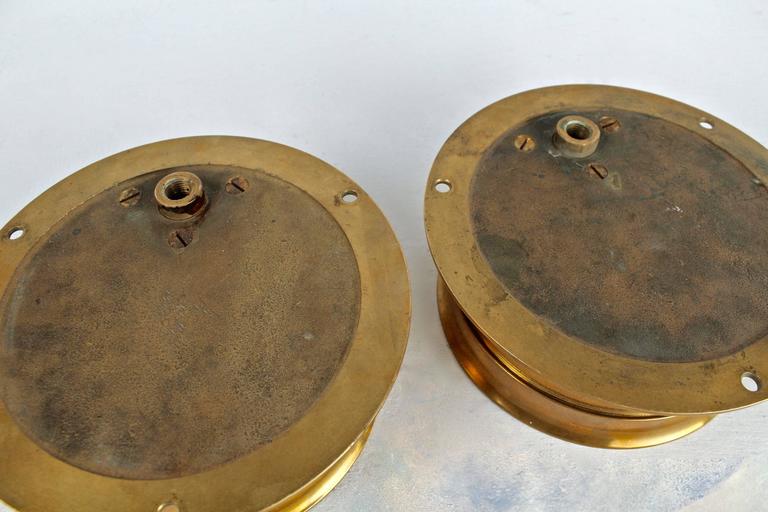Pair of Steampunk Brass Industrial Architectural Pressure Gauges For Sale 2