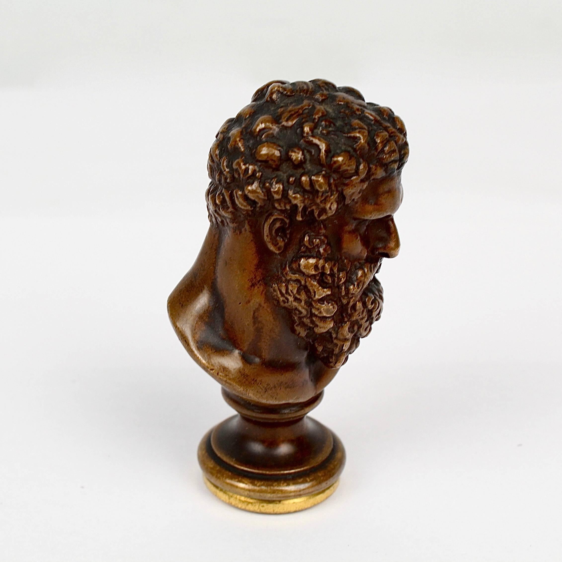 Grand Tour Antique F. Barbedienne Bronze Figural Wax Seal with the Bust of Hercules