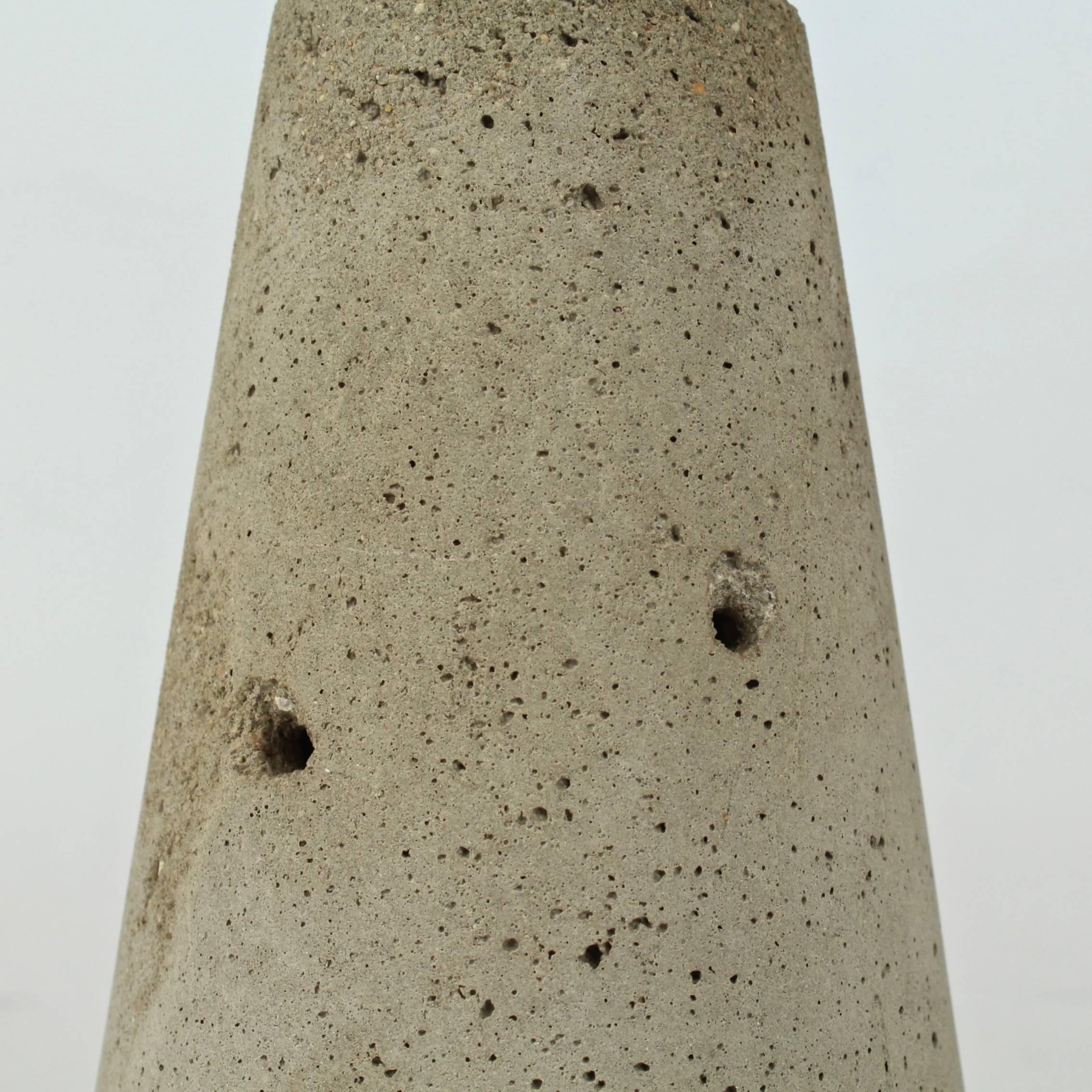 French Lucie, Sculptural Cast Cement & Glass Lamp by Laurent Beyne for Deux Ailes, 1989 For Sale