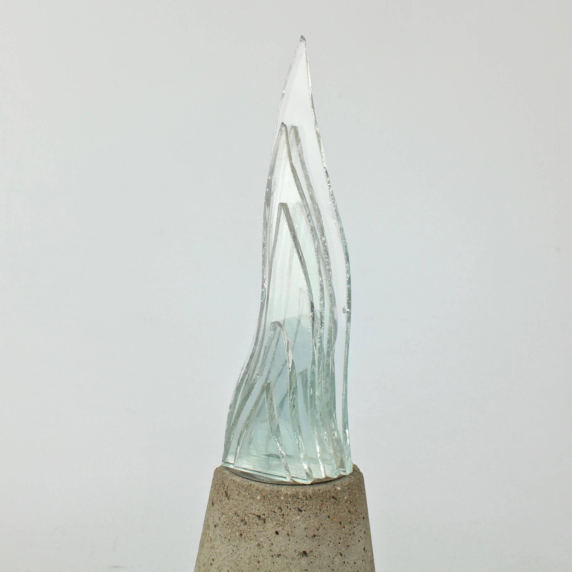Modern Lucie, Sculptural Cast Cement & Glass Lamp by Laurent Beyne for Deux Ailes, 1989 For Sale