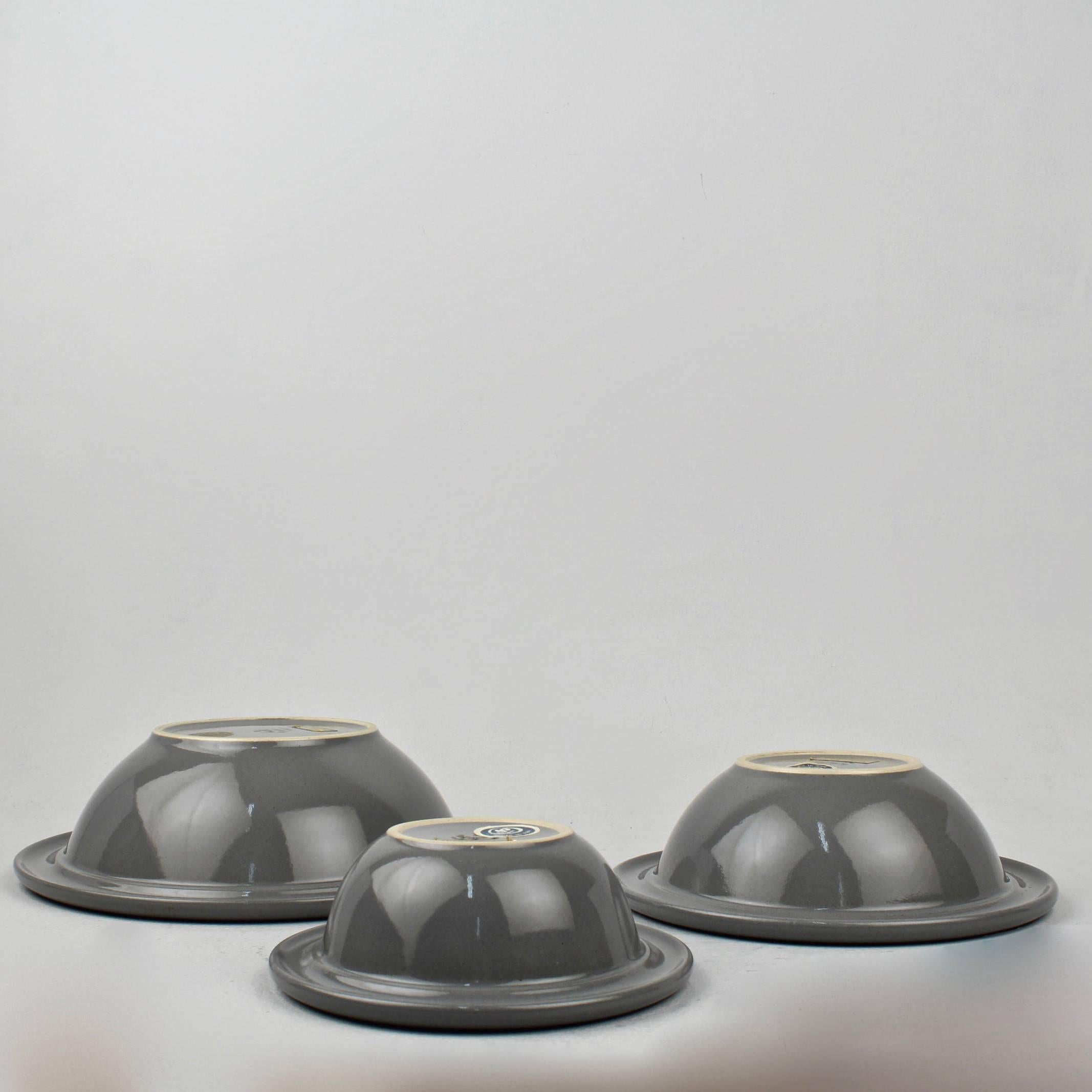 Poteries 3 bols de poterie empilables du moderniste italien Franco Bucci pour Laboratorio Pesaro en vente