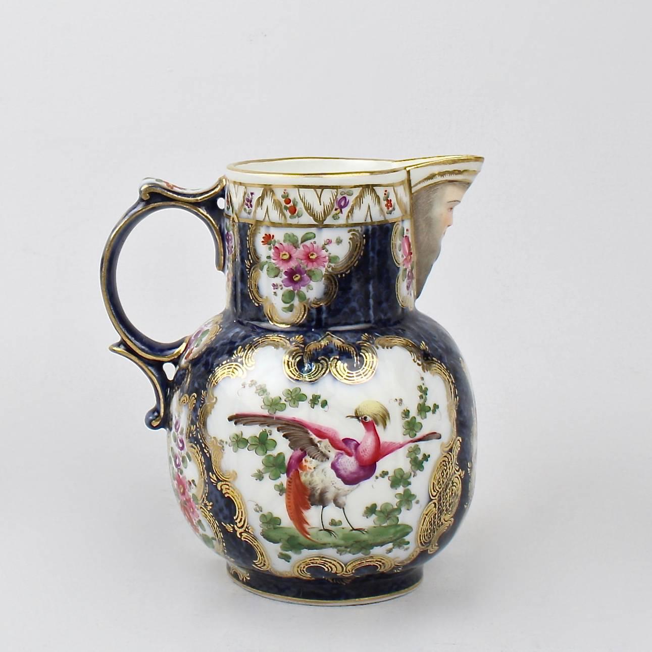 French 19th Century Samsom Porcelain Copy of a Worcester Pitcher with Exotic Birds